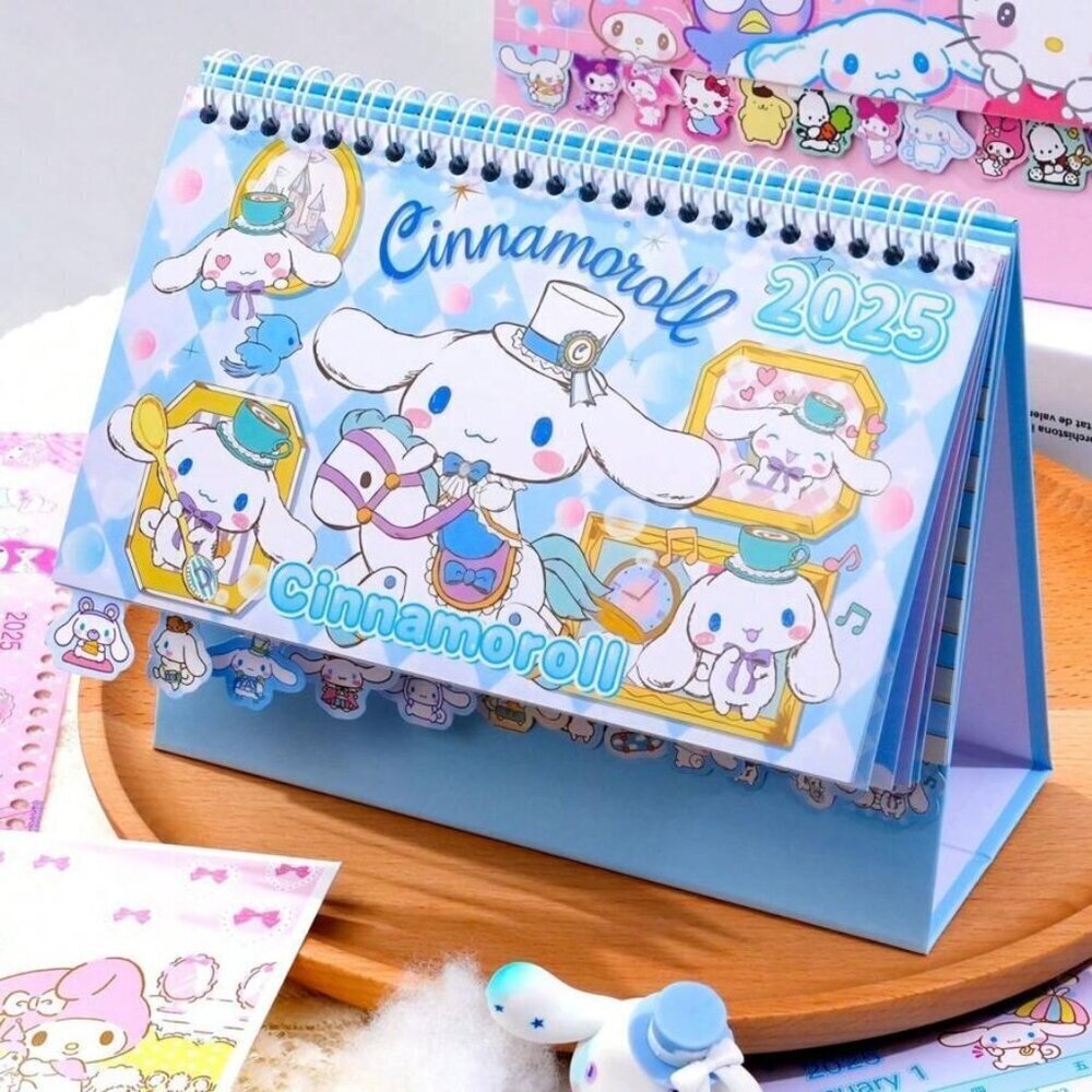 Sanrio 2025 New Edition Calendar & Creative Memo Pad Desk Décor Blue YGG